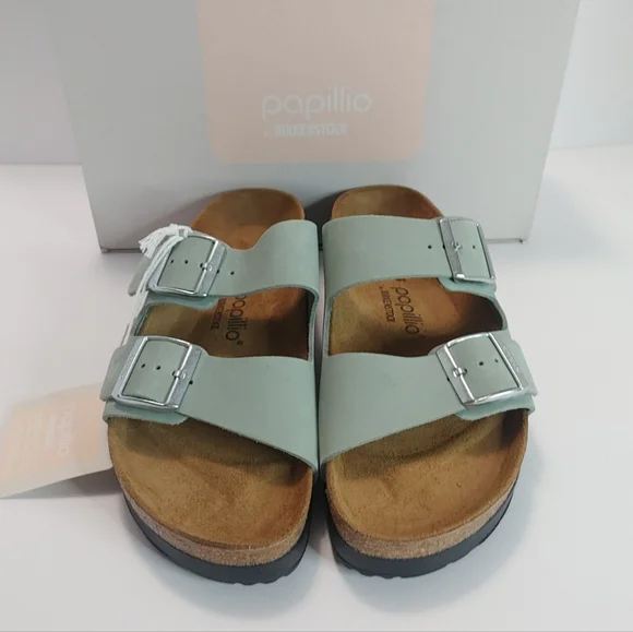 Birkenstock Papillio Arizona Nubuck Platform Pure Sage - Picture 2 of 9